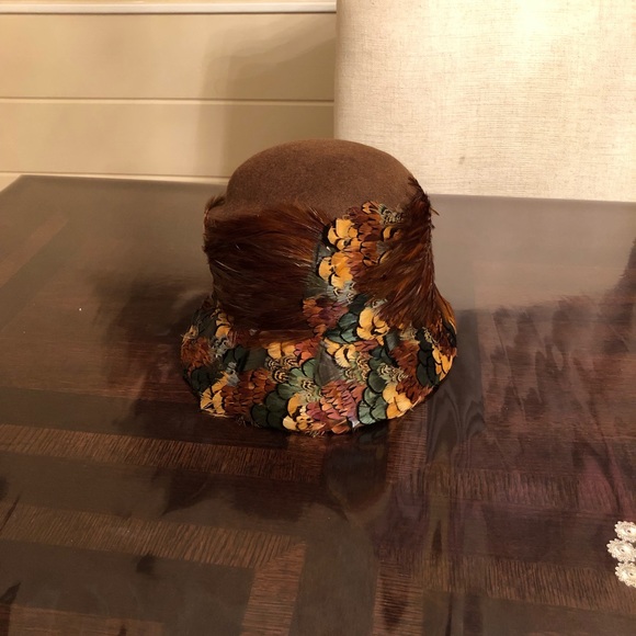 B Michael New York Vintage Peacock Feather Hat - Picture 4 of 8